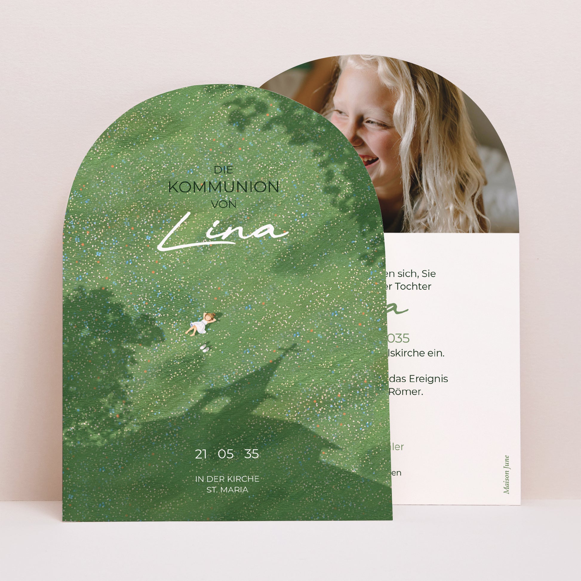 Einladungskarte Kommunion Kleine Arche Eine Kommunion im Gras foto N° 1