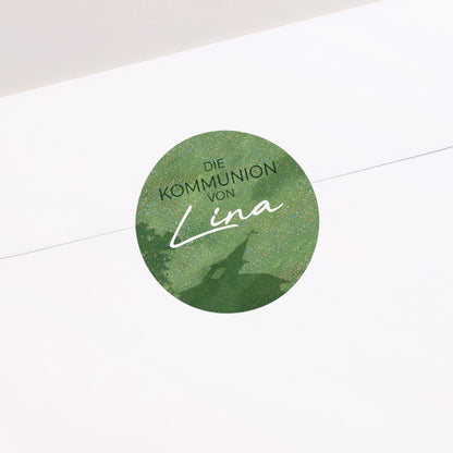 Sticker Kommunion Rund Eine Kommunion im Gras foto N° 1