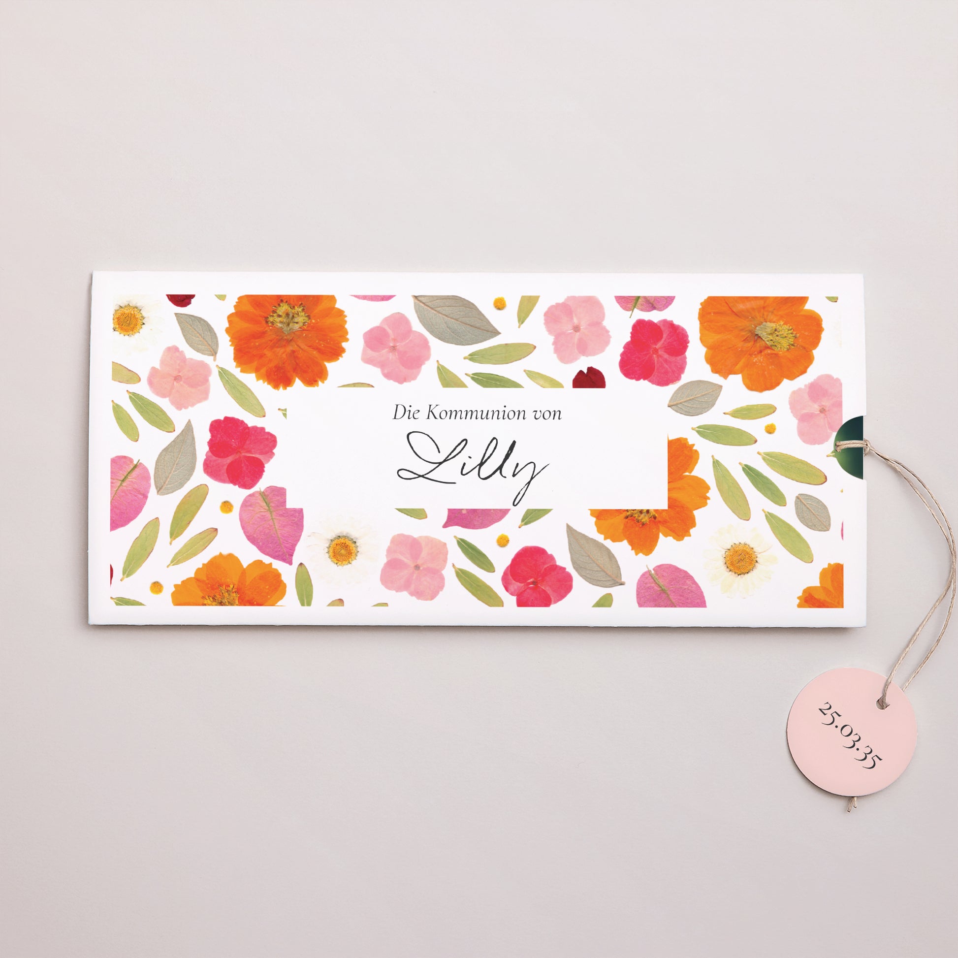 Einladungskarte Kommunion Mappe 2 Karten, Etikett Frühling Breeze foto N° 1