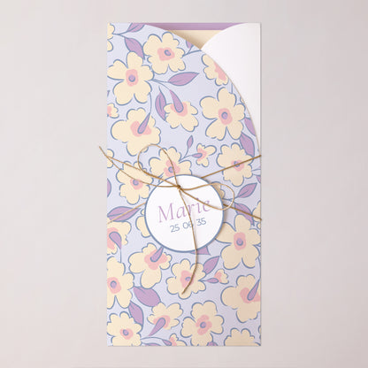 Einladungskarte Kommunion Tasche, 2 Karten, runden Etikett Licht & Zärtlichkeit foto N° 1