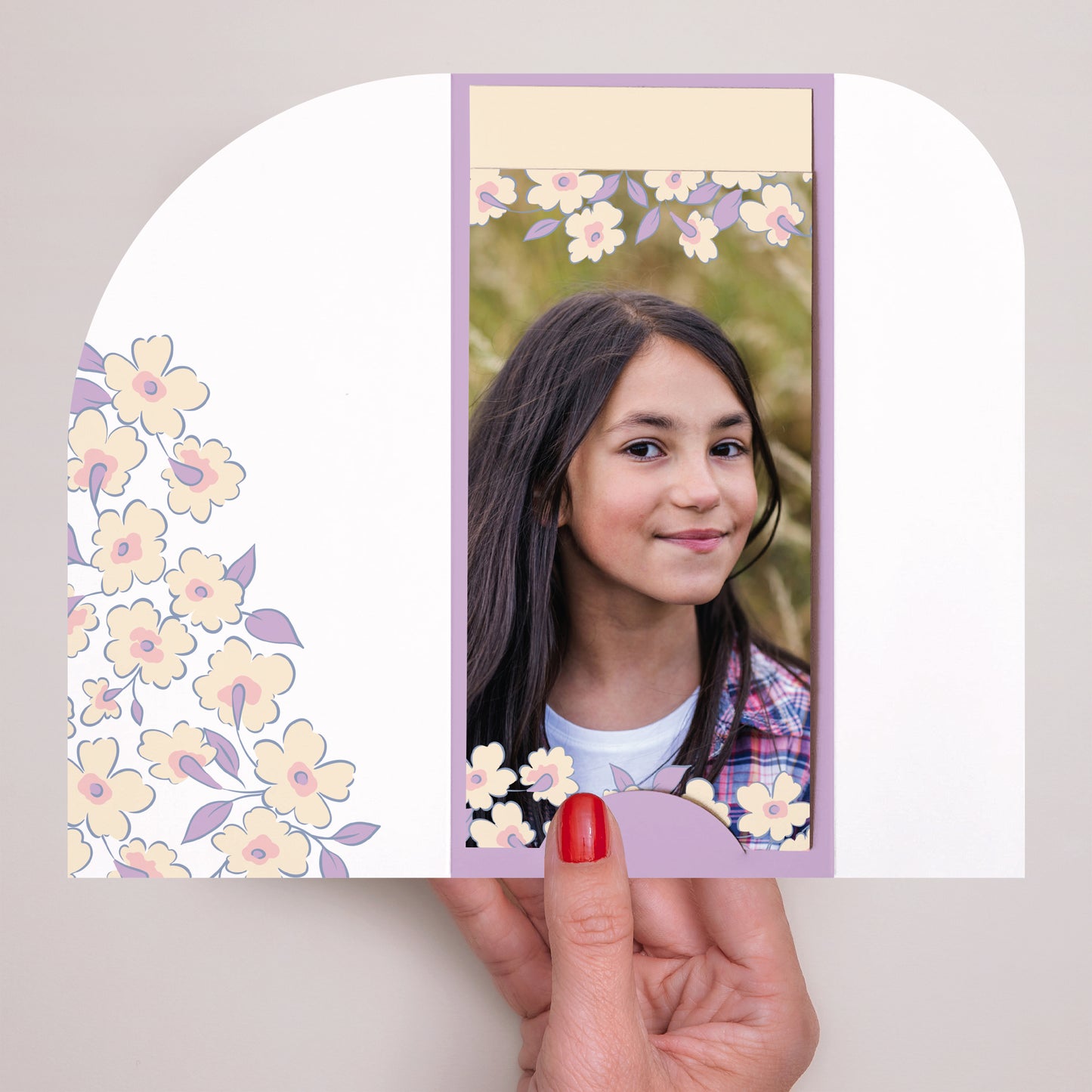 Einladungskarte Kommunion Tasche, 2 Karten, runden Etikett Licht & Zärtlichkeit foto N° 2