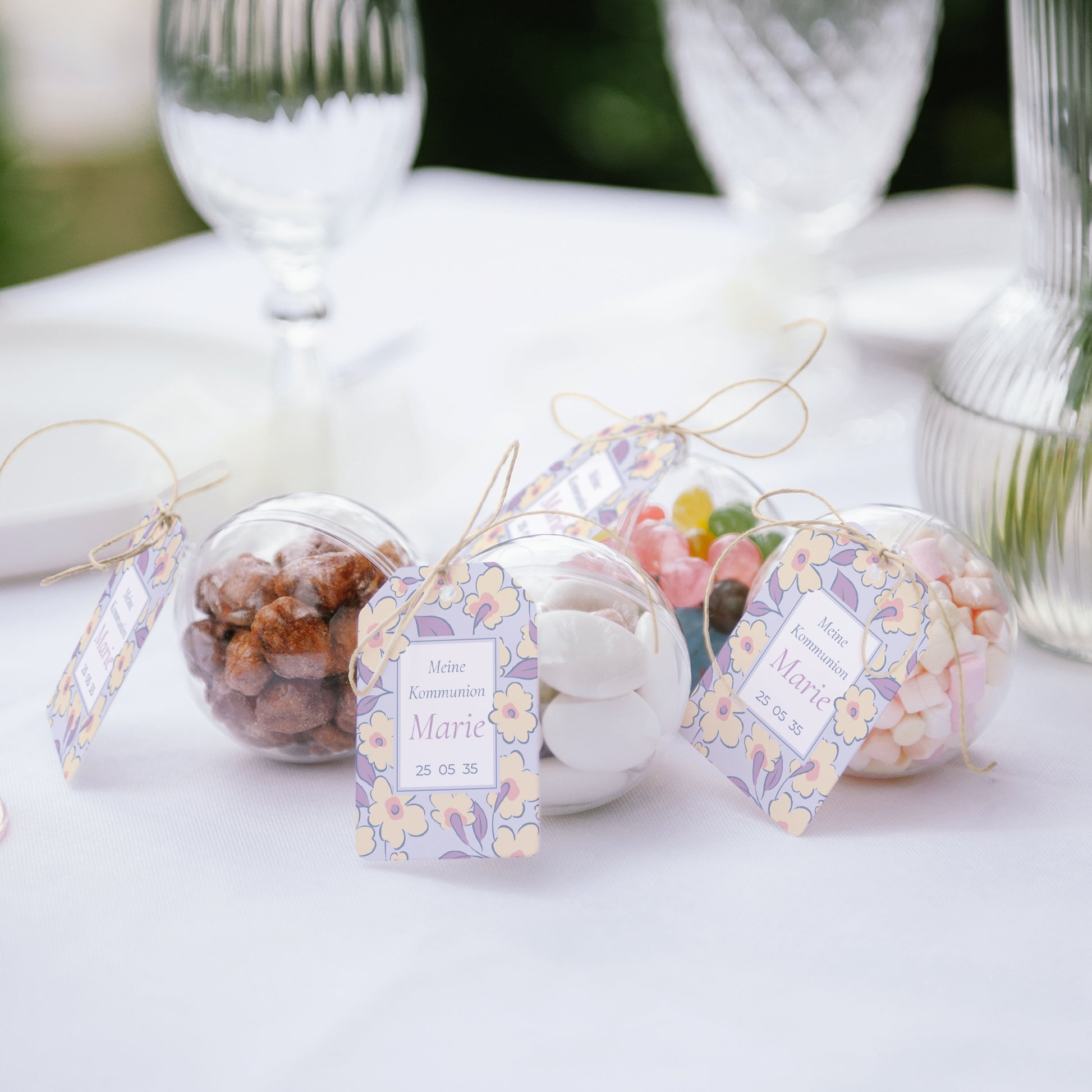 Geschenkbox Kommunion Ball mit Wimpel-Etikett Licht & Zärtlichkeit foto N° 2