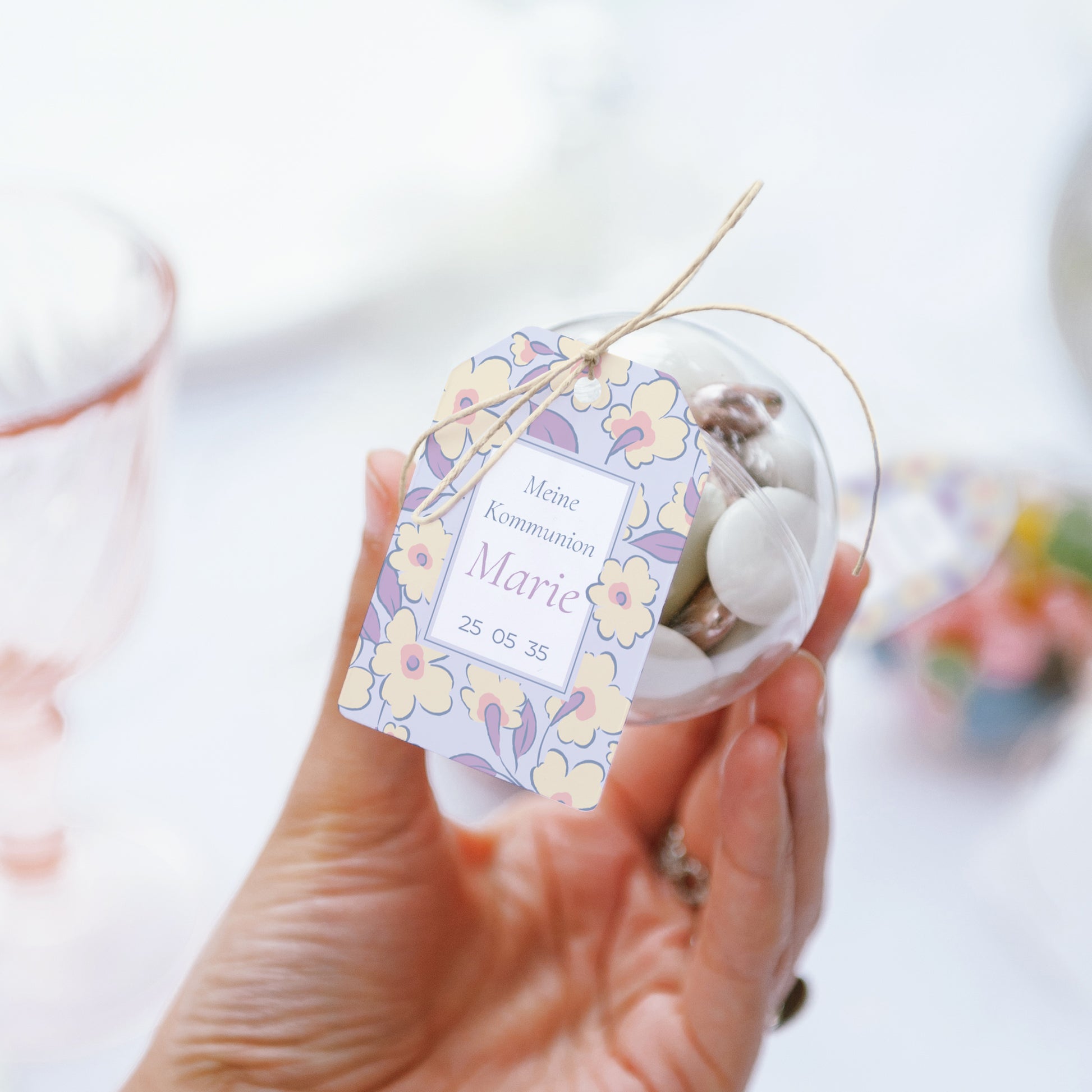Geschenkbox Kommunion Ball mit Wimpel-Etikett Licht & Zärtlichkeit foto N° 3