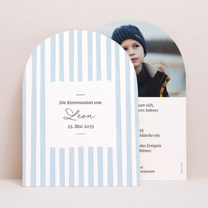Einladungskarte Kommunion Kleine Arche Zwischen den blauen Linien foto N° 1