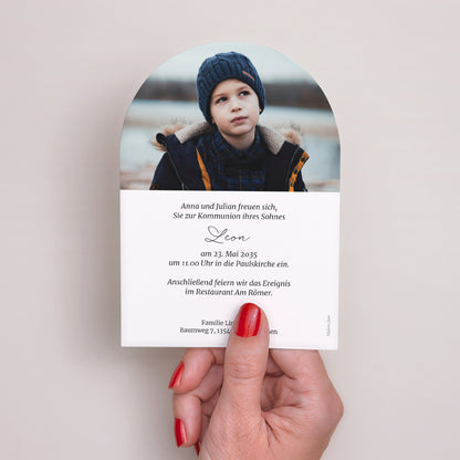 Einladungskarte Kommunion Kleine Arche Zwischen den blauen Linien foto N° 3