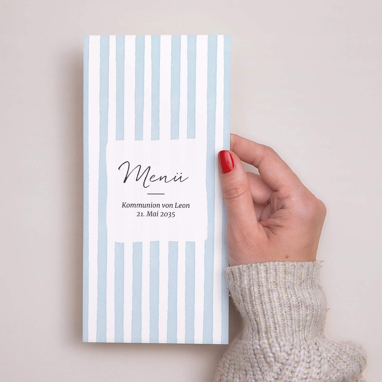 Menükarte Kommunion Panoramatisches Porträt Zwischen den blauen Linien foto N° 2
