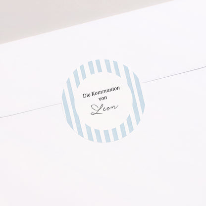 Sticker Kommunion Rund Zwischen den blauen Linien foto N° 1