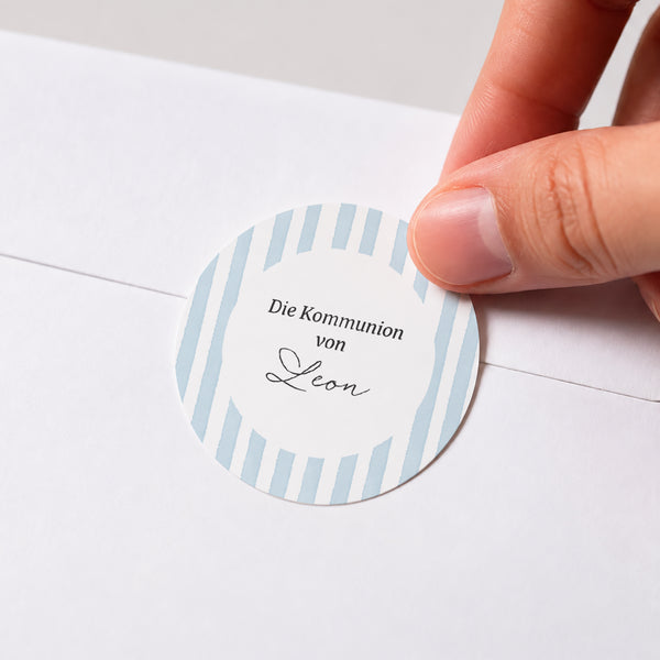 Sticker Kommunion Rund Zwischen den blauen Linien foto