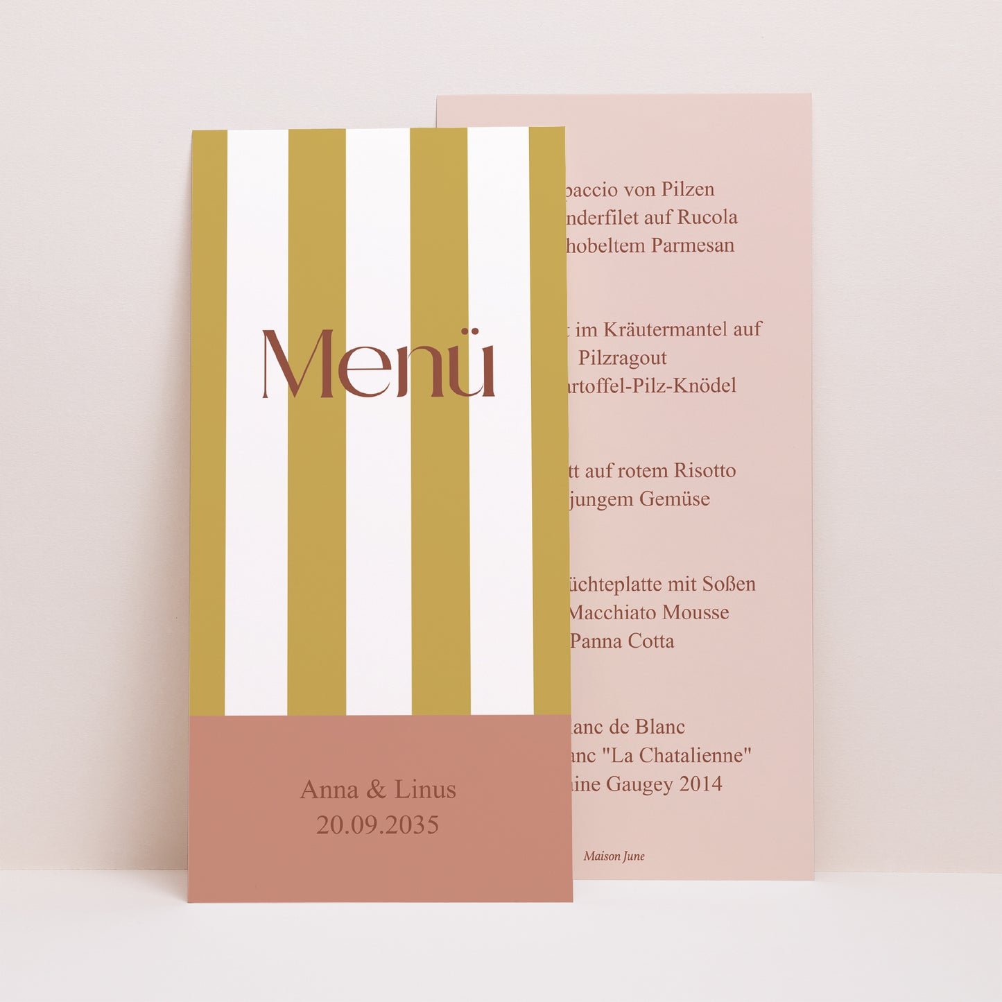 Menükarte Hochzeit Panoramatisches Porträt Vereinte Linien foto N° 1