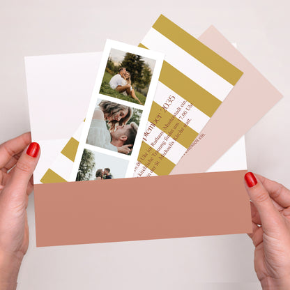 Hochzeitseinladung Rechteckige Tasche, 2 Karten Vereinte Linien foto N° 2