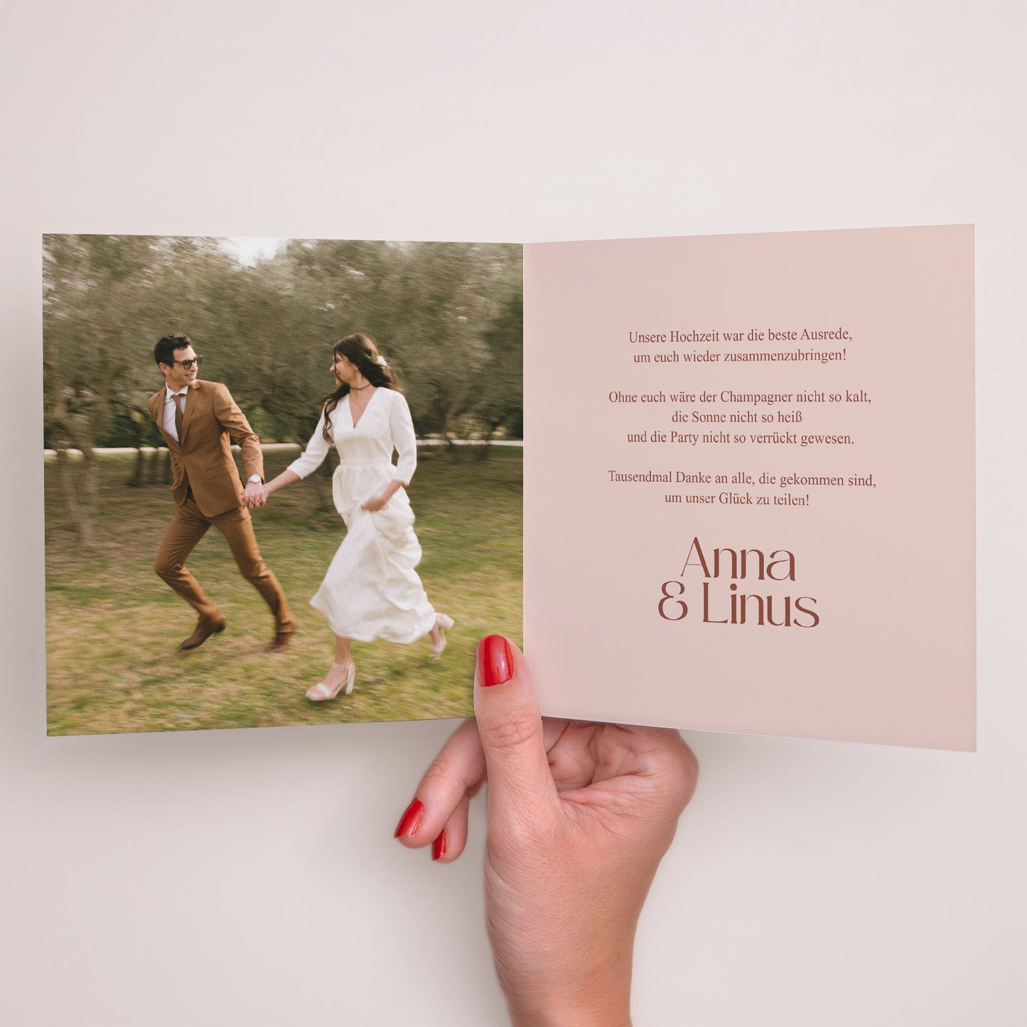 Dankeskarte Hochzeit Doppelflügelfenster Vereinte Linien foto N° 2