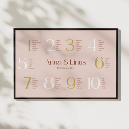 Sitzplan Hochzeit Landschaft 90 x 60 cm Vereinte Linien foto N° 1