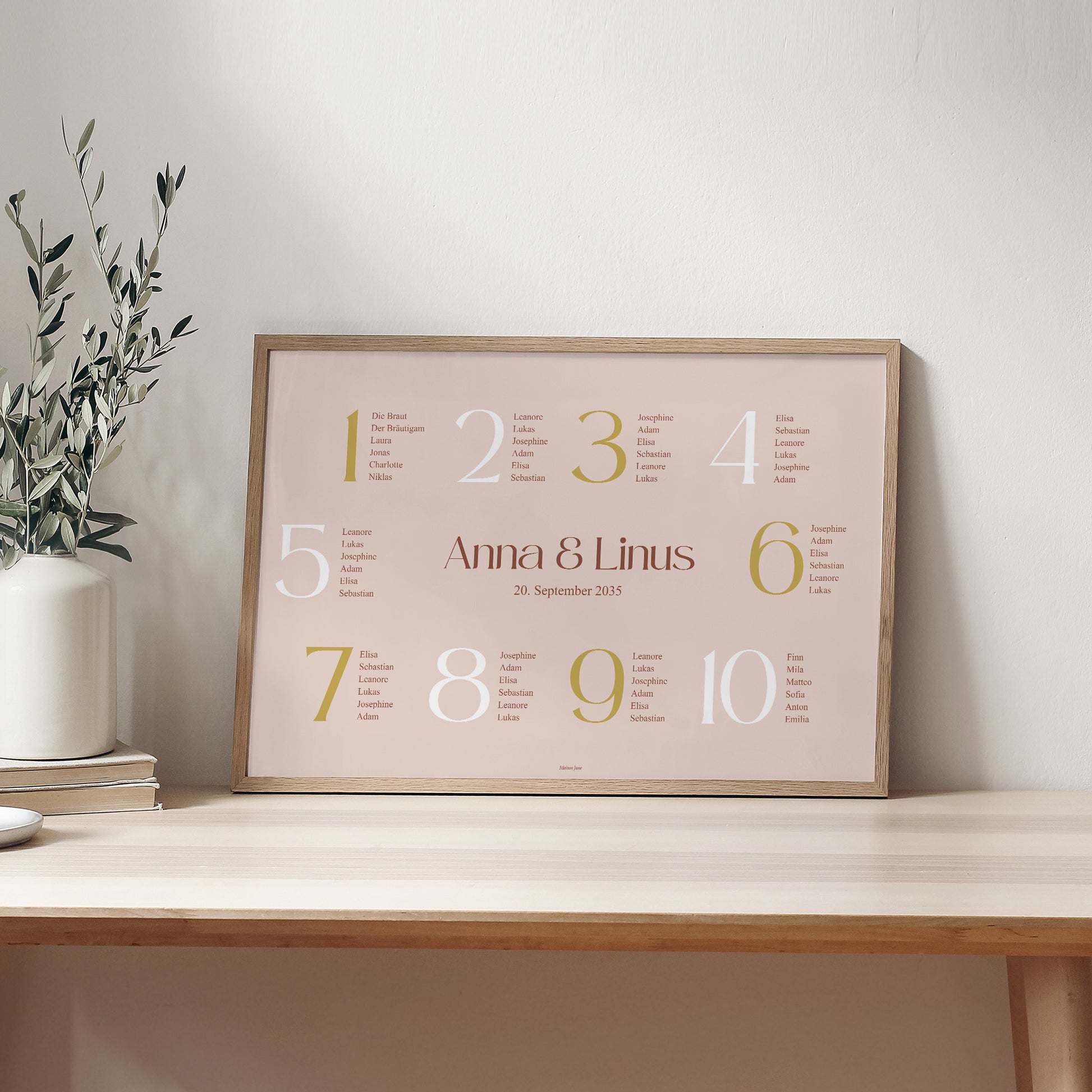 Sitzplan Hochzeit Landschaft 90 x 60 cm Vereinte Linien foto N° 2