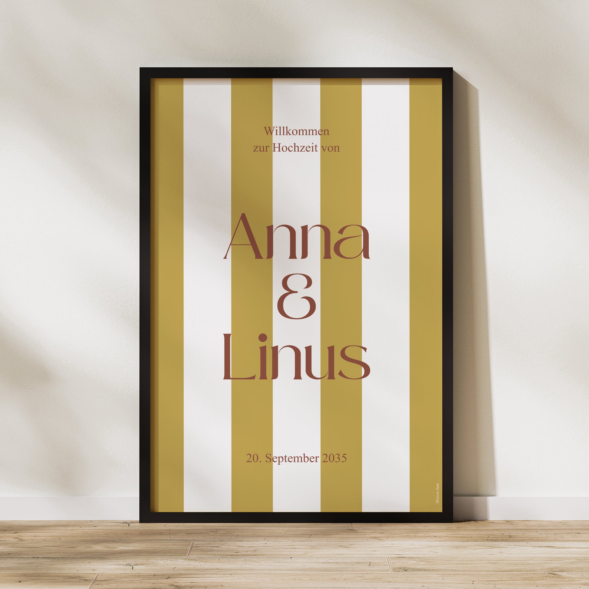 Begrüßungstafel Hochzeit Porträt 60 x 90 cm Vereinte Linien foto N° 1