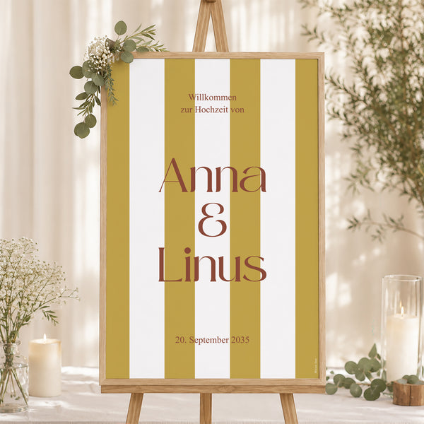 Begrüßungstafel Hochzeit Porträt 60 x 90 cm Vereinte Linien foto