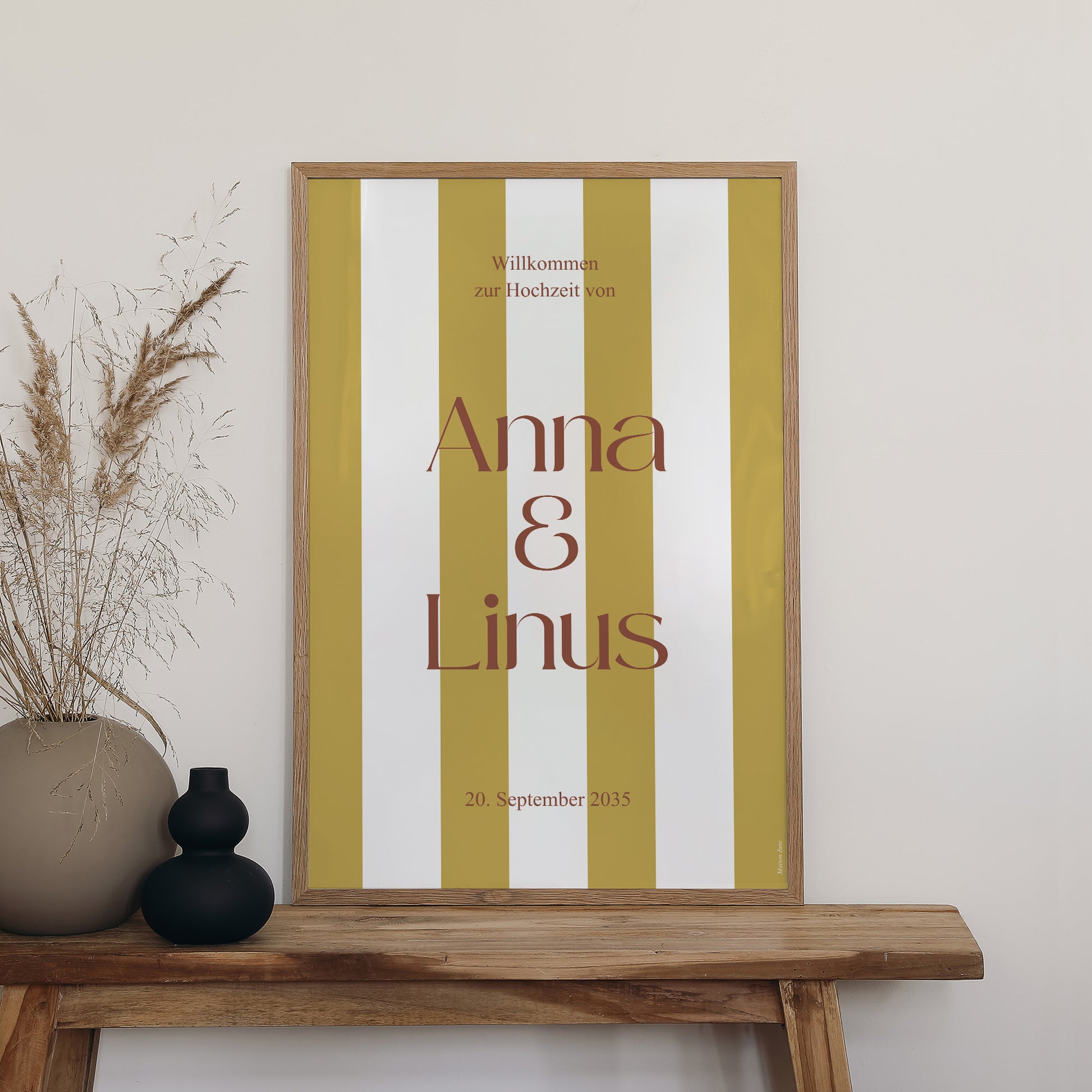 Begrüßungstafel Hochzeit Porträt 60 x 90 cm Vereinte Linien foto N° 2