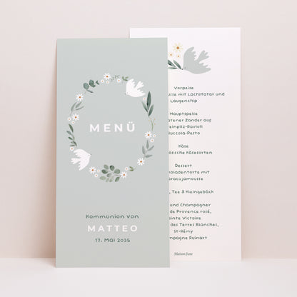 Menükarte Kommunion Panoramatisches Porträt Mit Liebe und Segen foto N° 1