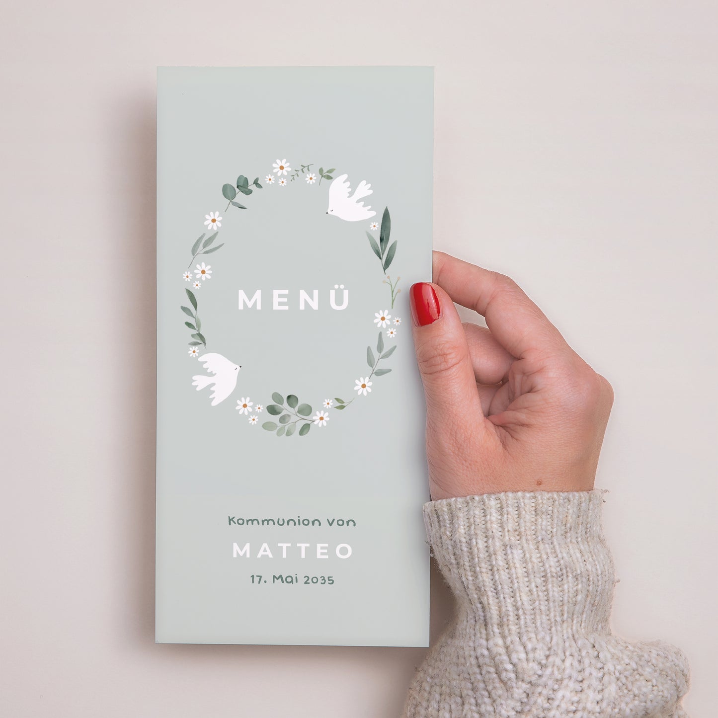 Menükarte Kommunion Panoramatisches Porträt Mit Liebe und Segen foto N° 2