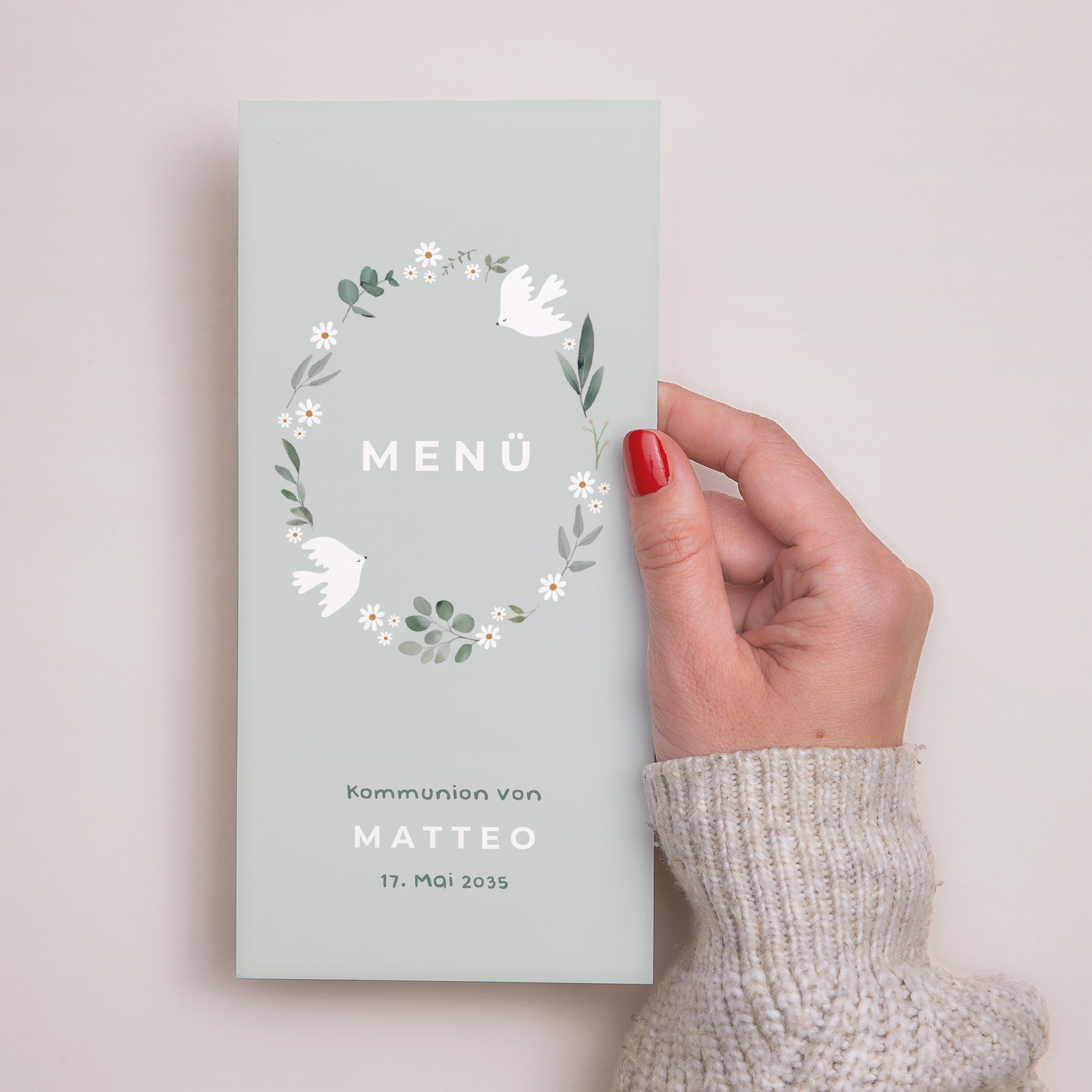 Menükarte Kommunion Panoramatisches Porträt Mit Liebe und Segen foto N° 2