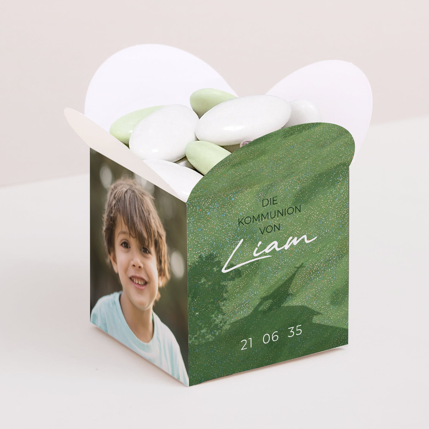 Geschenkbox Kommunion Schmetterlingsöffnung Licht der Prärie foto N° 1