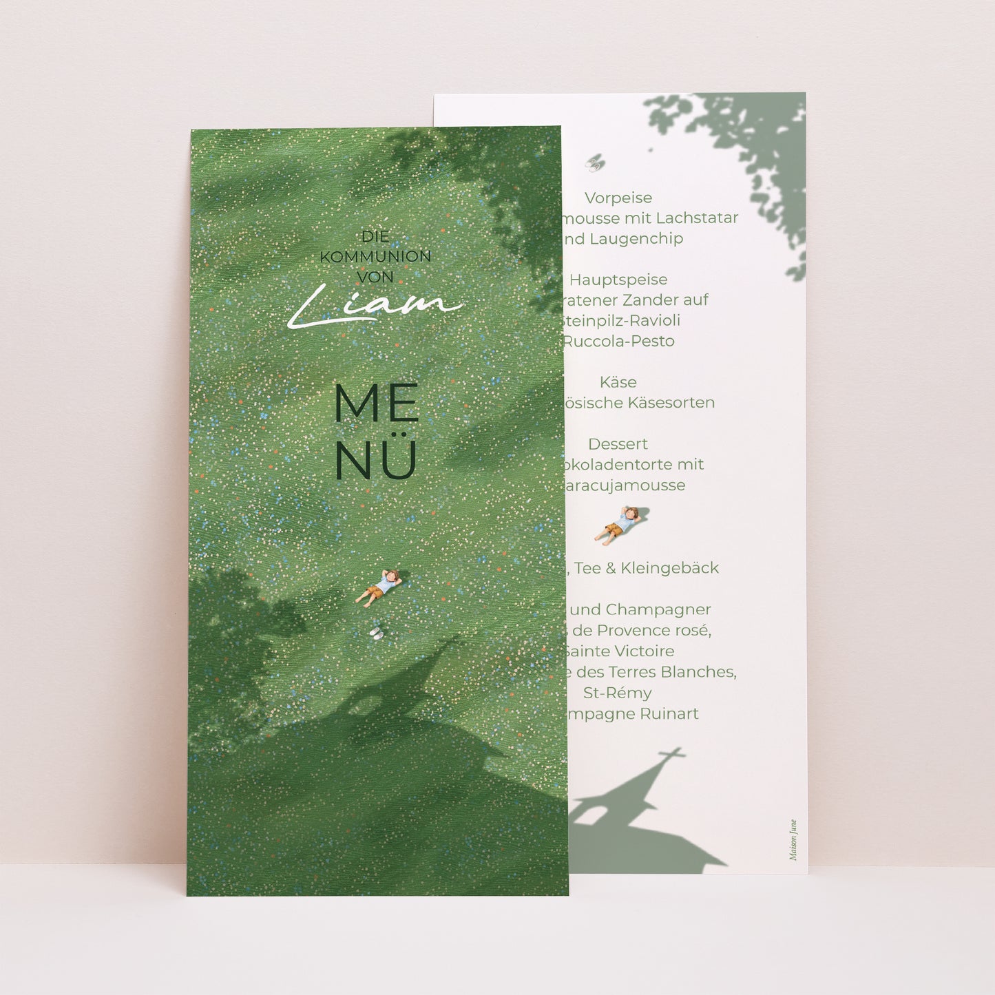 Menükarte Kommunion Panoramatisches Porträt Licht der Prärie foto N° 1