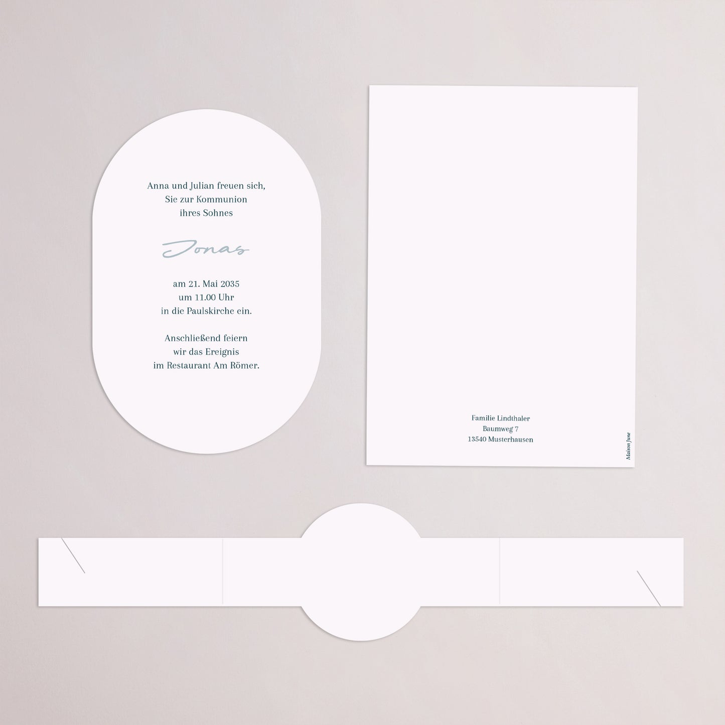 Einladungskarte Kommunion Banner, 2 Karten Goldene blaue Segnung foto N° 4