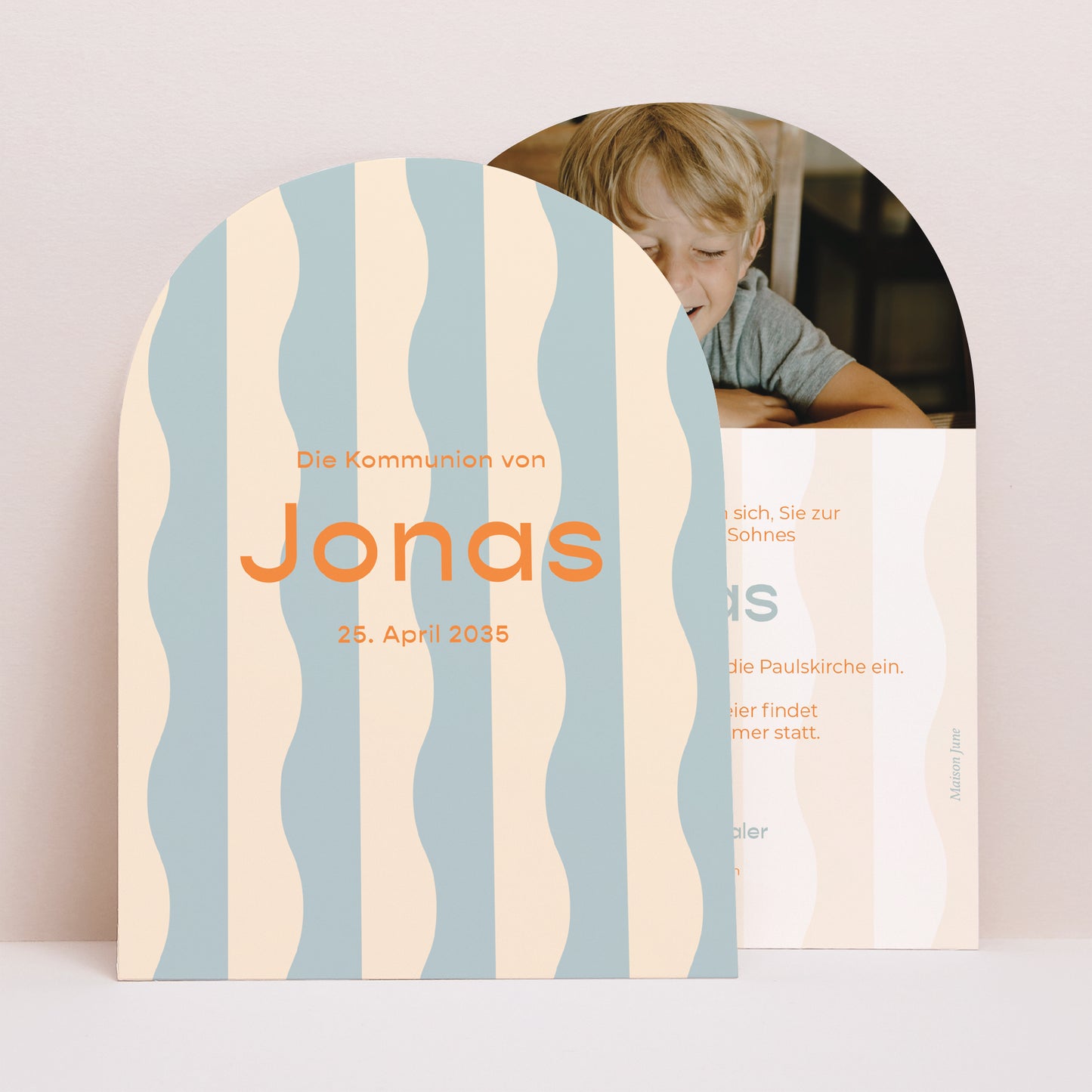 Einladungskarte Kommunion Kleine Arche Sanfte Wellen des Morgens foto N° 1