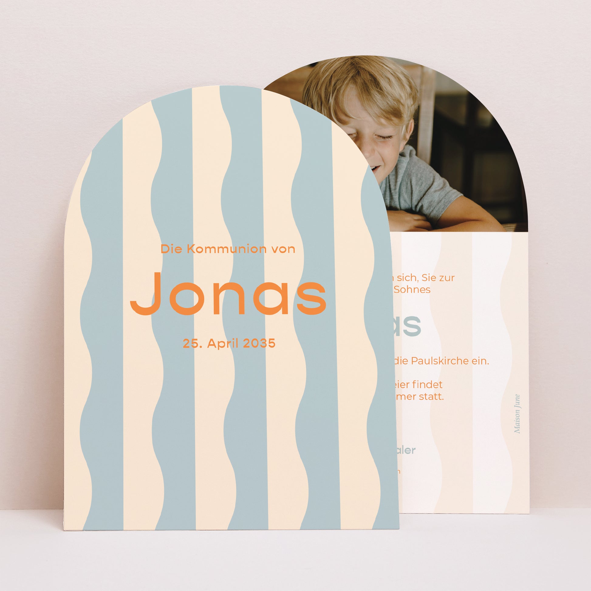 Einladungskarte Kommunion Kleine Arche Sanfte Wellen des Morgens foto N° 1