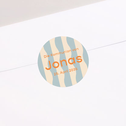 Sticker Kommunion Rund Sanfte Wellen des Morgens foto N° 1