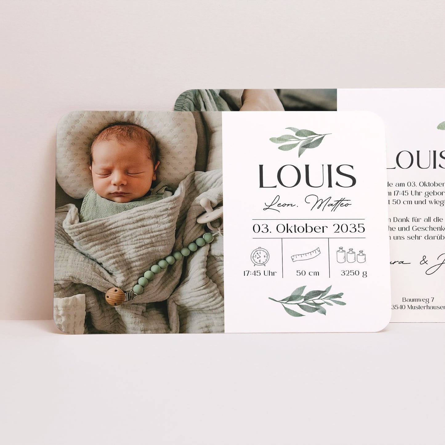 Geburtskarten Landschaft, abgerundete Ränder Lebenszweig foto N° 1