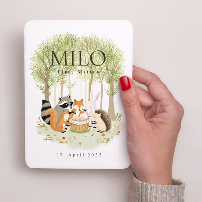 Geburtskarten Porträt, abgerundete Kanten Willkommen in der Lichtung foto N° 2