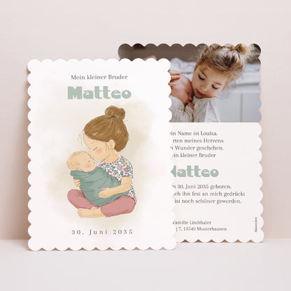 Geburtskarten Porträt, Keksränder Wo es beginnt. foto N° 1