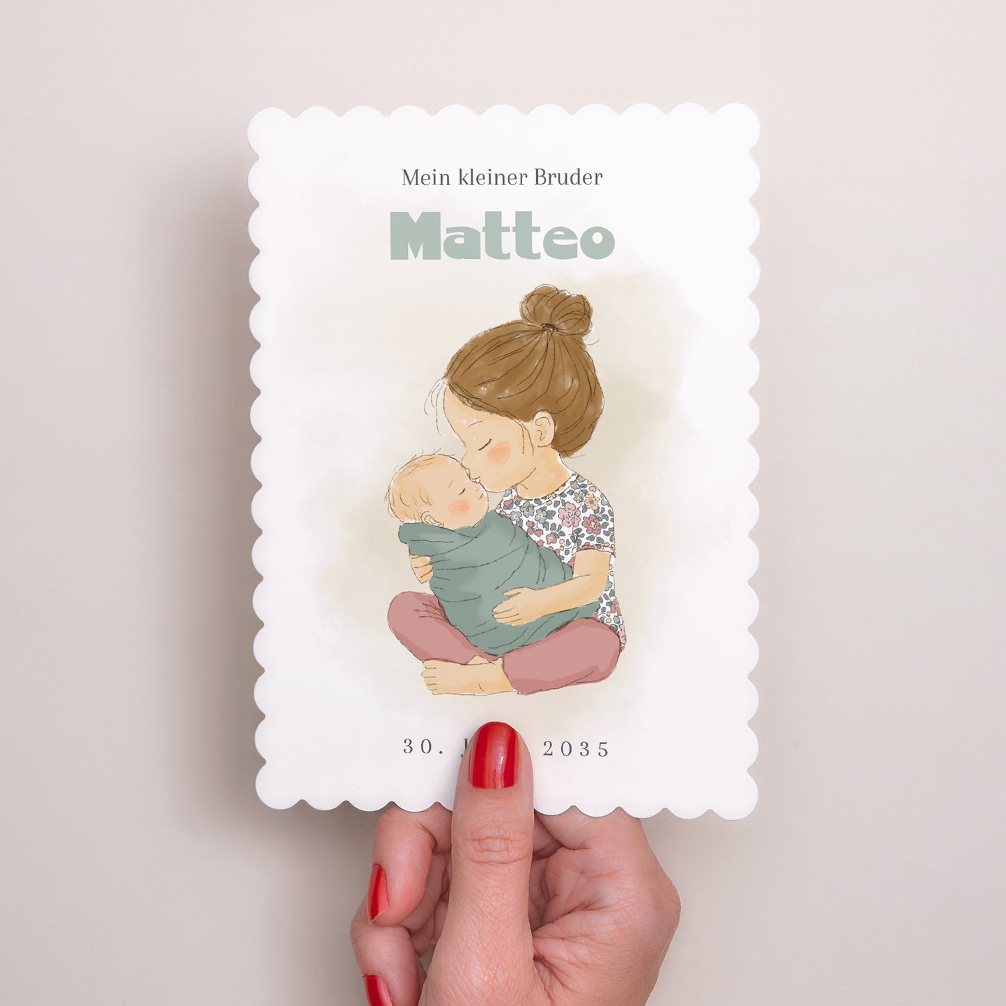 Geburtskarten Porträt, Keksränder Wo es beginnt. foto N° 2