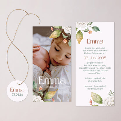 Geburtskarten Tasche, 2 Karten, runden Etikett Frühlingstau foto N° 3