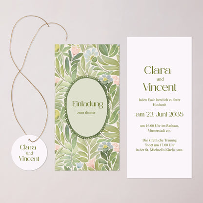 Hochzeitseinladung Tasche, 2 Karten, runden Etikett Der Garten der Versprechen foto N° 3