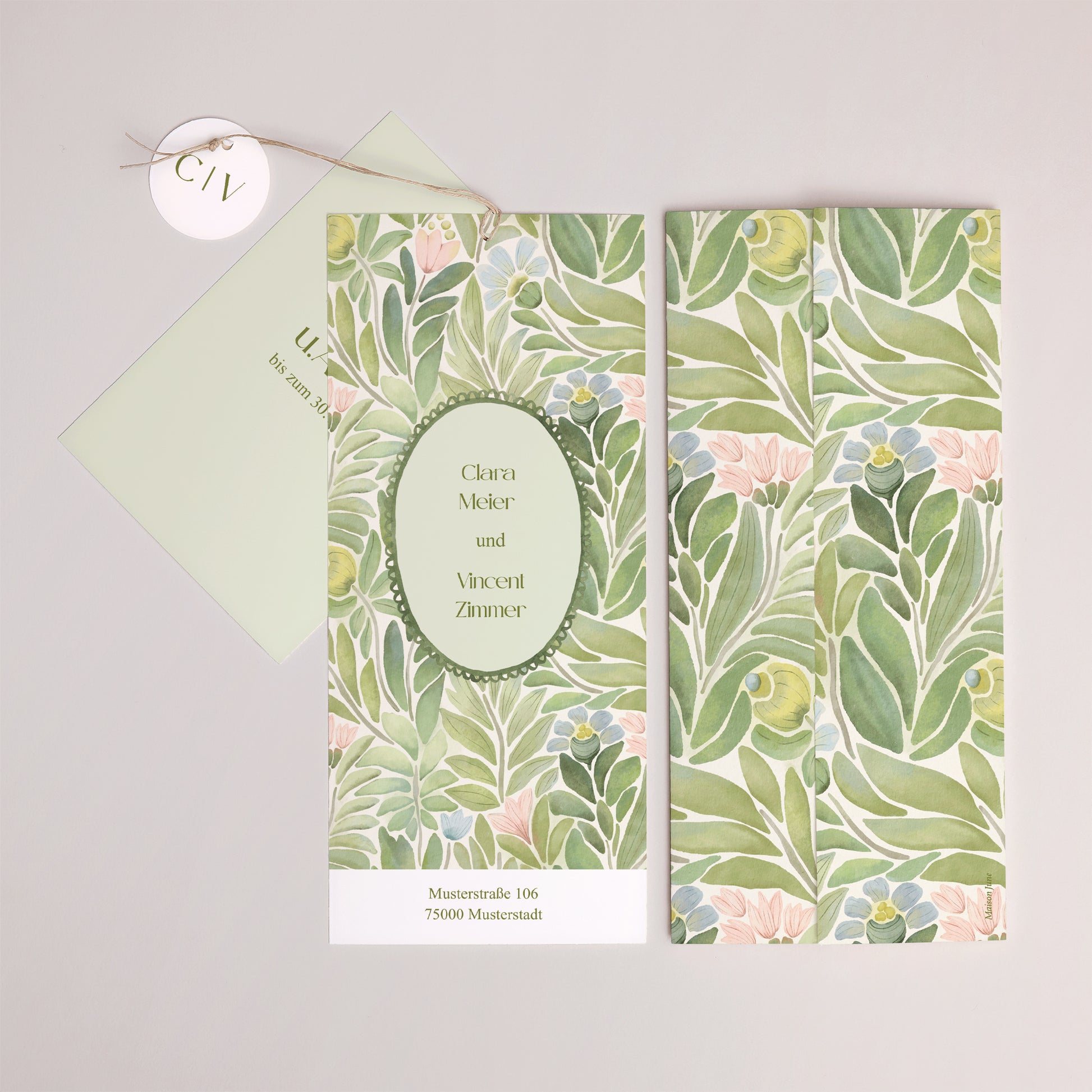 Hochzeitseinladung Portrait-Hülle 2 Karten, Etikett Der Garten der Versprechen foto N° 4