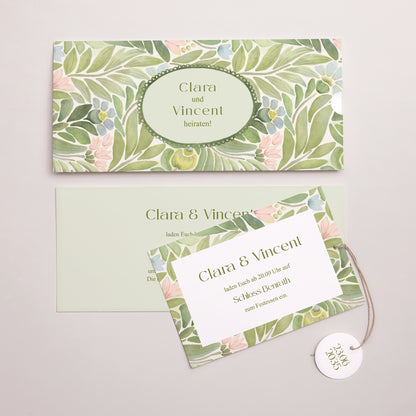 Hochzeitseinladung Mappe 2 Karten, Etikett Der Garten der Versprechen foto N° 3