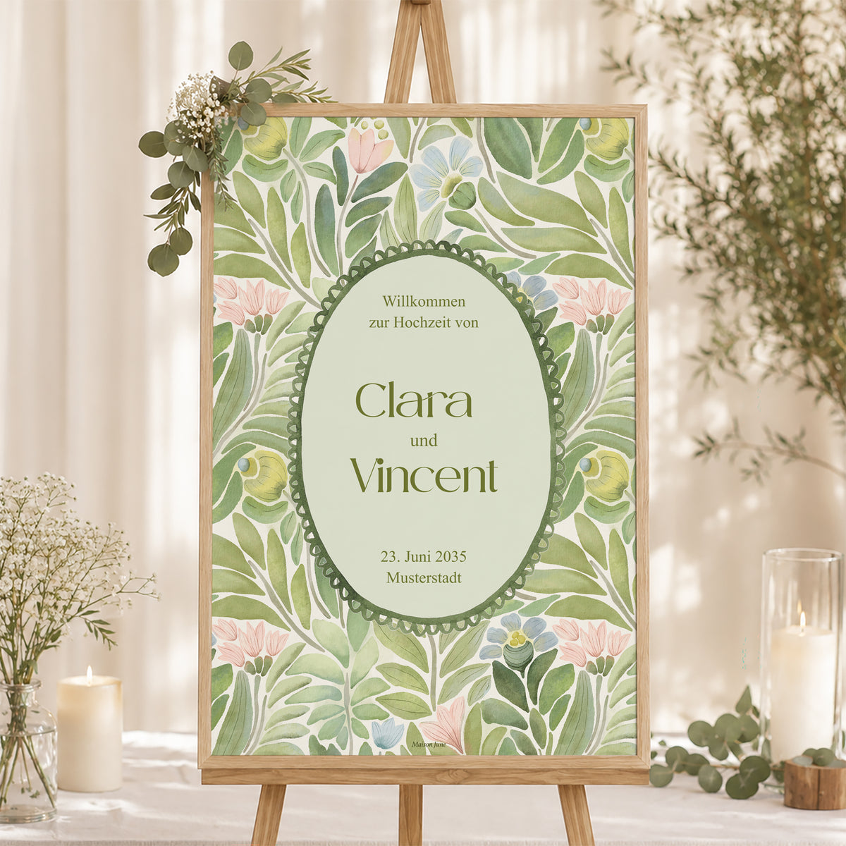 Begrüßungstafel Hochzeit Porträt 60 x 90 cm Der Garten der Versprechen foto N° 1