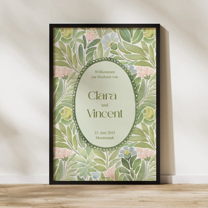 Begrüßungstafel Hochzeit Porträt 60 x 90 cm Der Garten der Versprechen foto N° 1