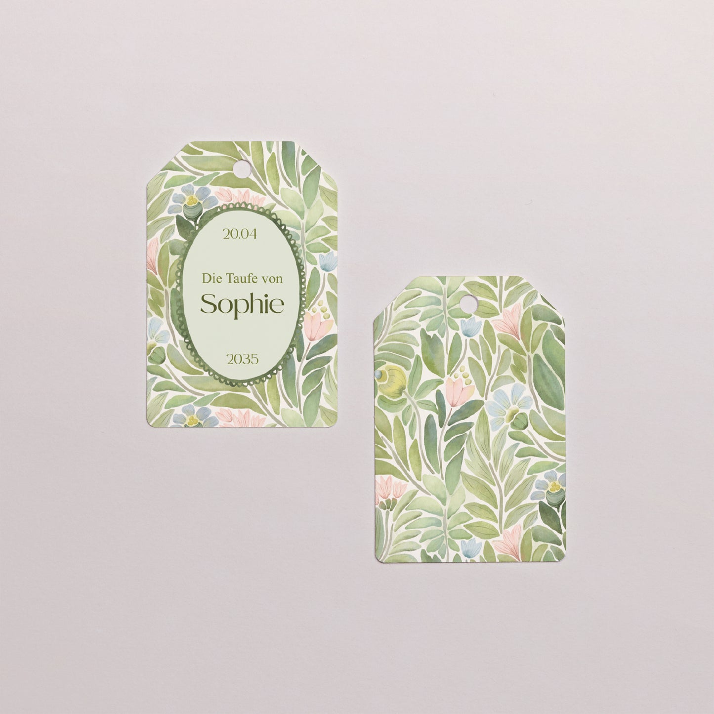 Geschenkbox Taufe Ball mit Wimpel-Etikett Unter den gesegneten Blättern foto N° 4