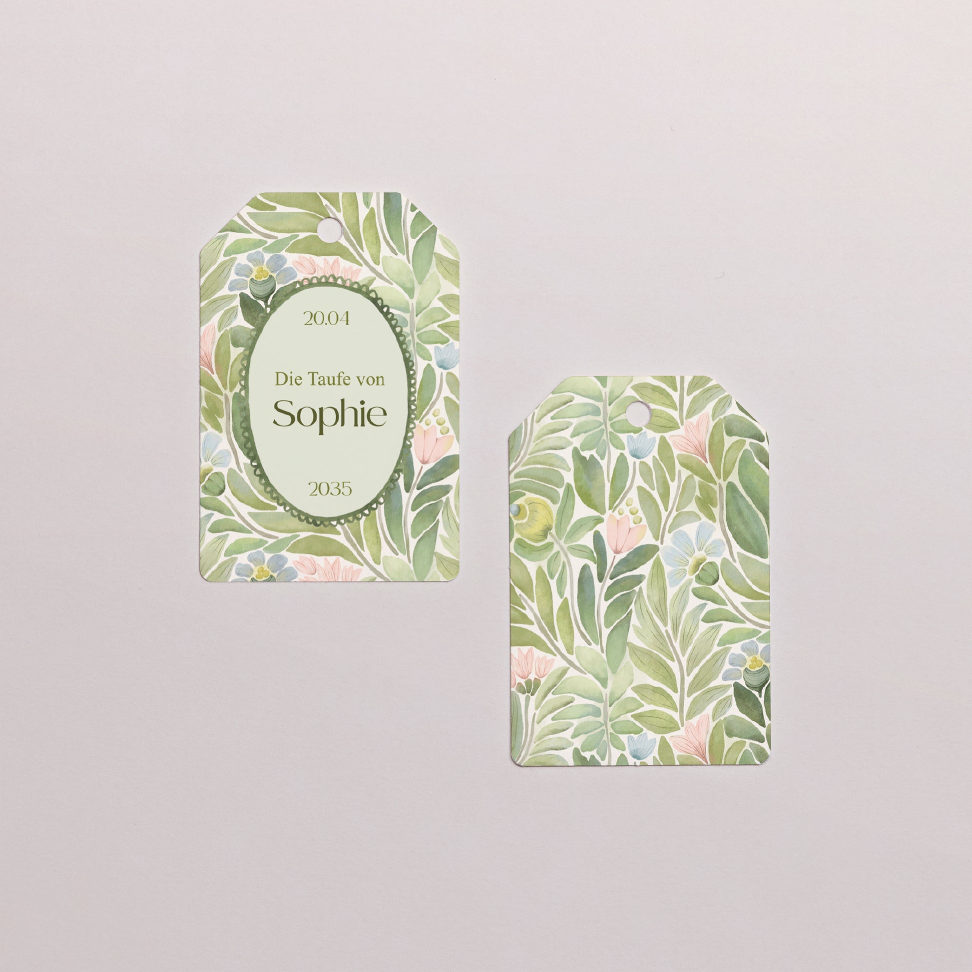 Geschenkbox Taufe Ball mit Wimpel-Etikett Unter den gesegneten Blättern foto N° 4