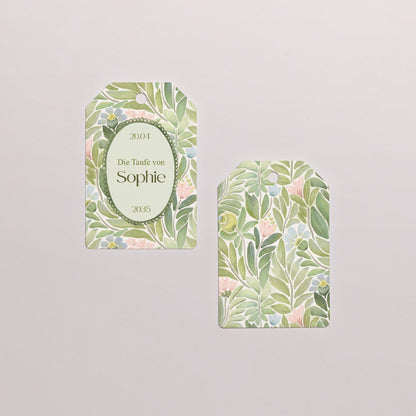 Geschenkbox Taufe Ball mit Wimpel-Etikett Unter den gesegneten Blättern foto N° 4