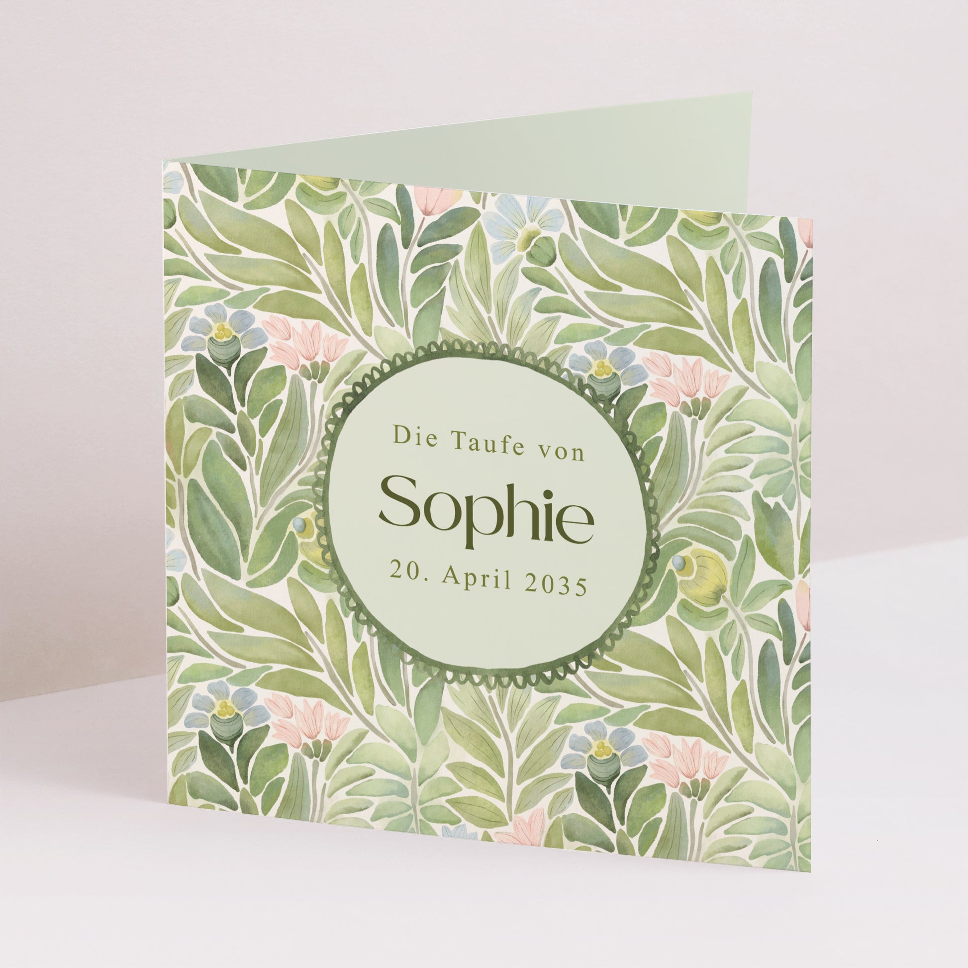 Taufeinladung Doppelflügelfenster Unter den gesegneten Blättern foto N° 1