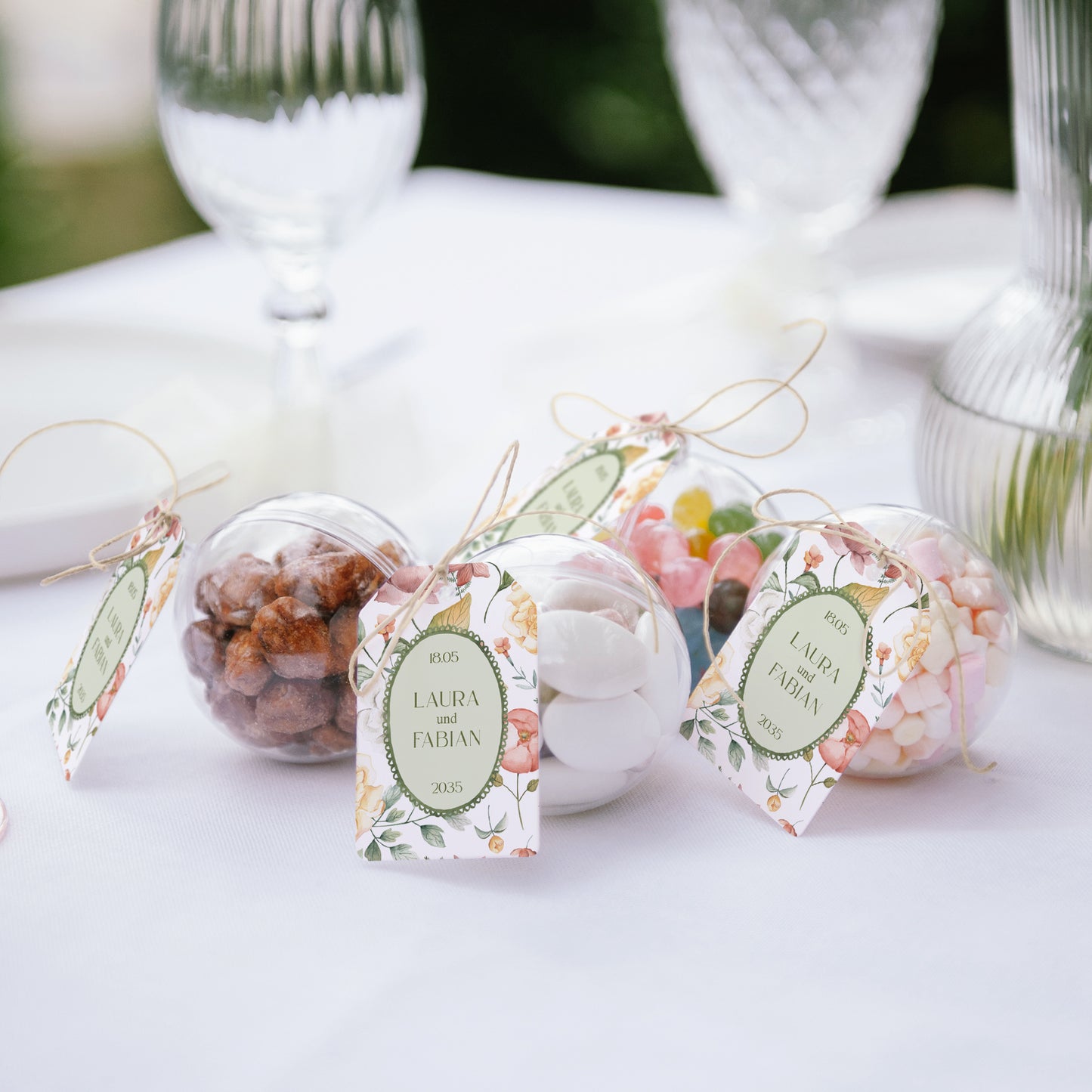 Geschenkbox Hochzeit Ball mit Wimpel-Etikett Liebesgarten foto N° 2