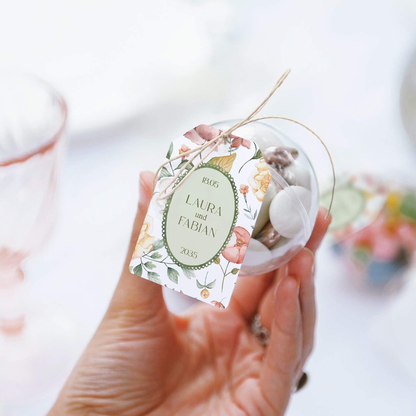 Geschenkbox Hochzeit Ball mit Wimpel-Etikett Liebesgarten foto N° 3