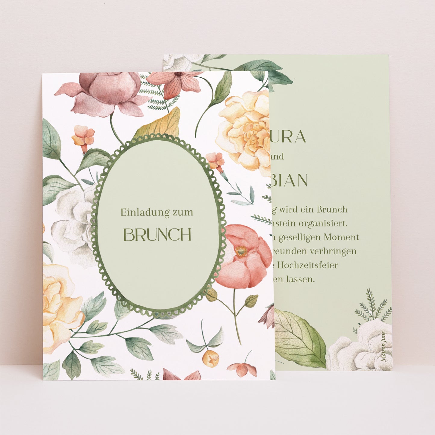 Einladungskarte Hochzeit Porträt Liebesgarten foto N° 1