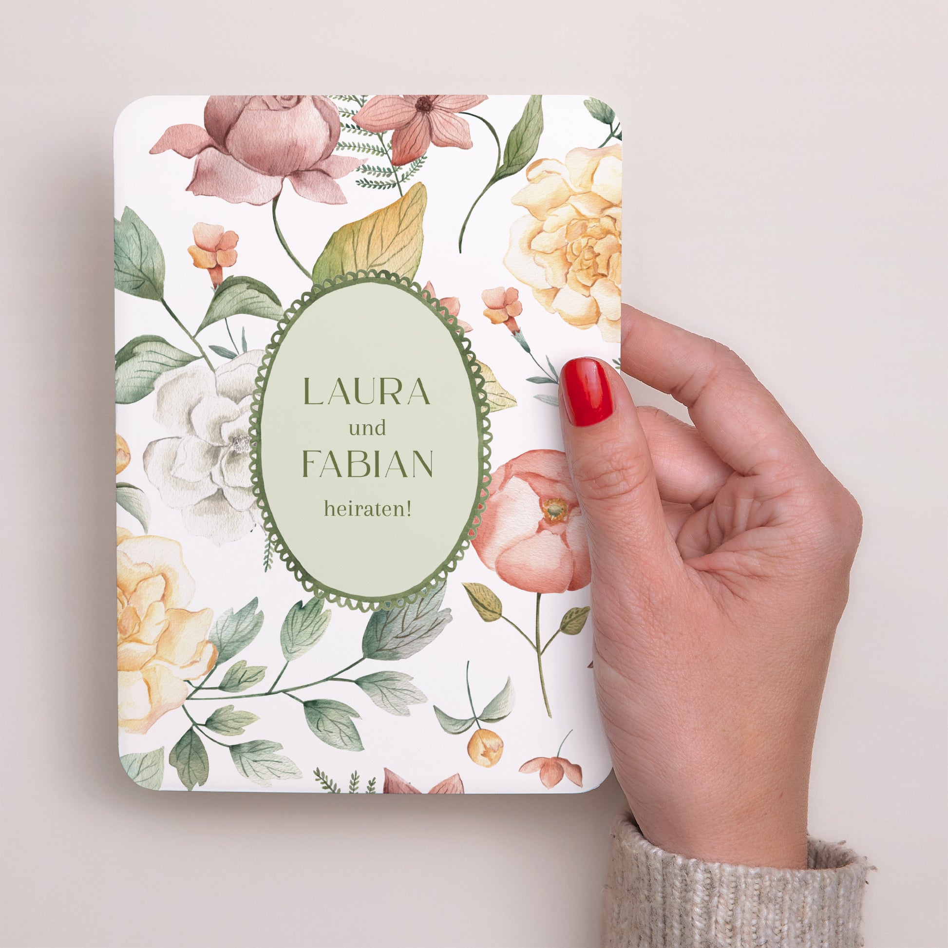 Hochzeitseinladung Porträt, abgerundete Kanten Liebesgarten foto N° 2