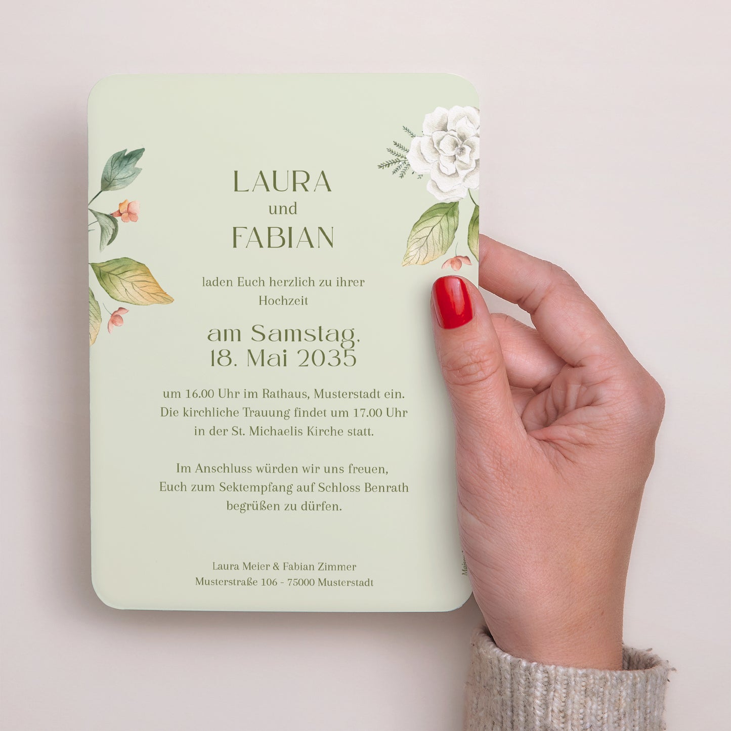 Hochzeitseinladung Porträt, abgerundete Kanten Liebesgarten foto N° 3