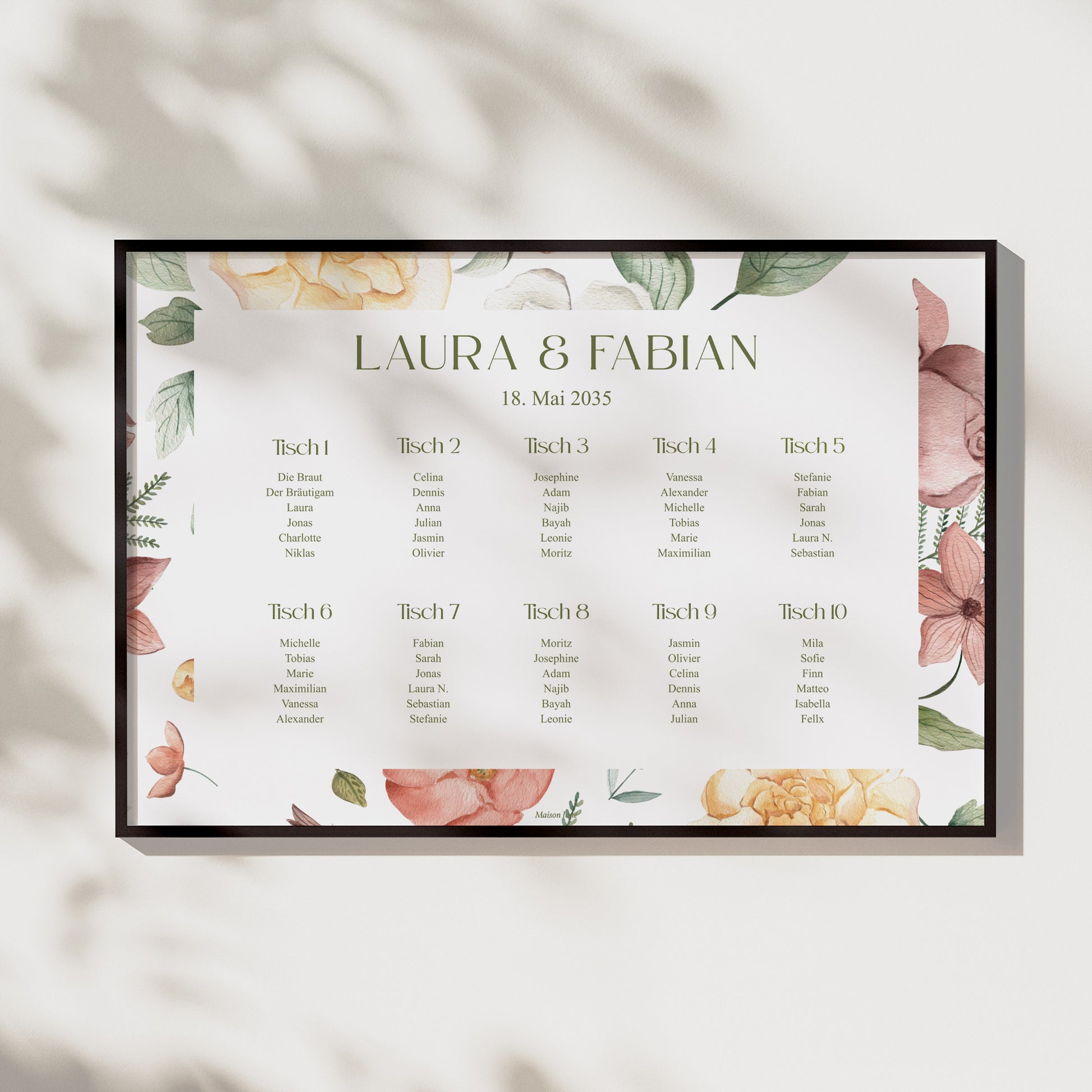 Sitzplan Hochzeit Landschaft 90 x 60 cm Liebesgarten foto N° 1