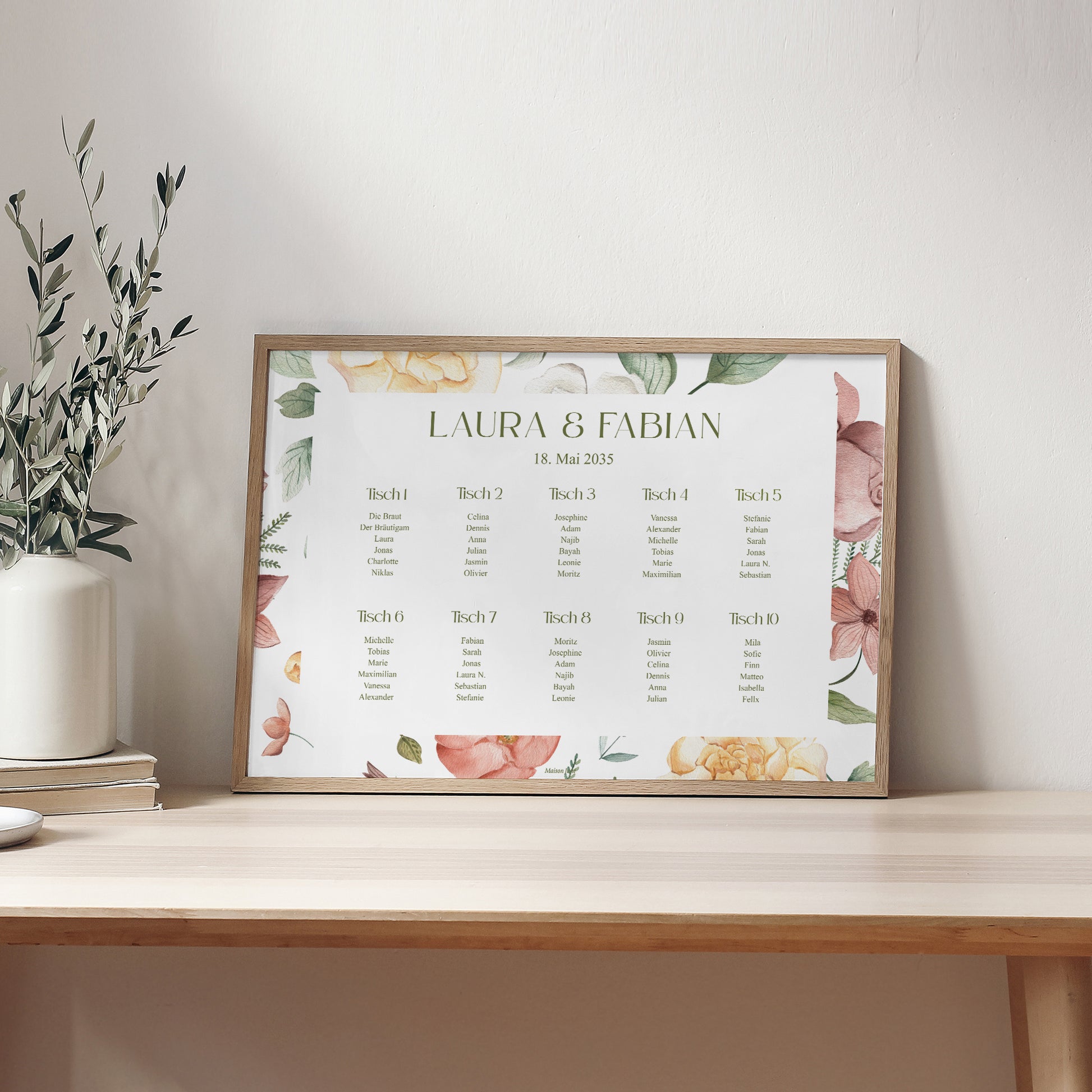 Sitzplan Hochzeit Landschaft 90 x 60 cm Liebesgarten foto N° 2